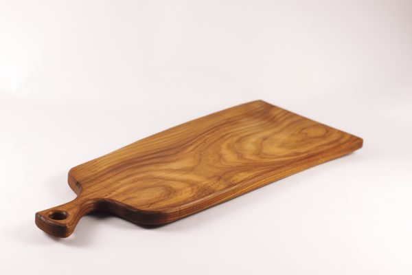 Large elm wood chopping board with handle #001 - Image 2