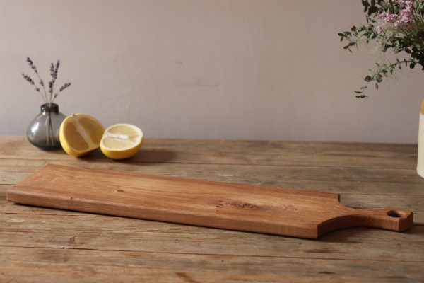 Large oak chopping board with handle